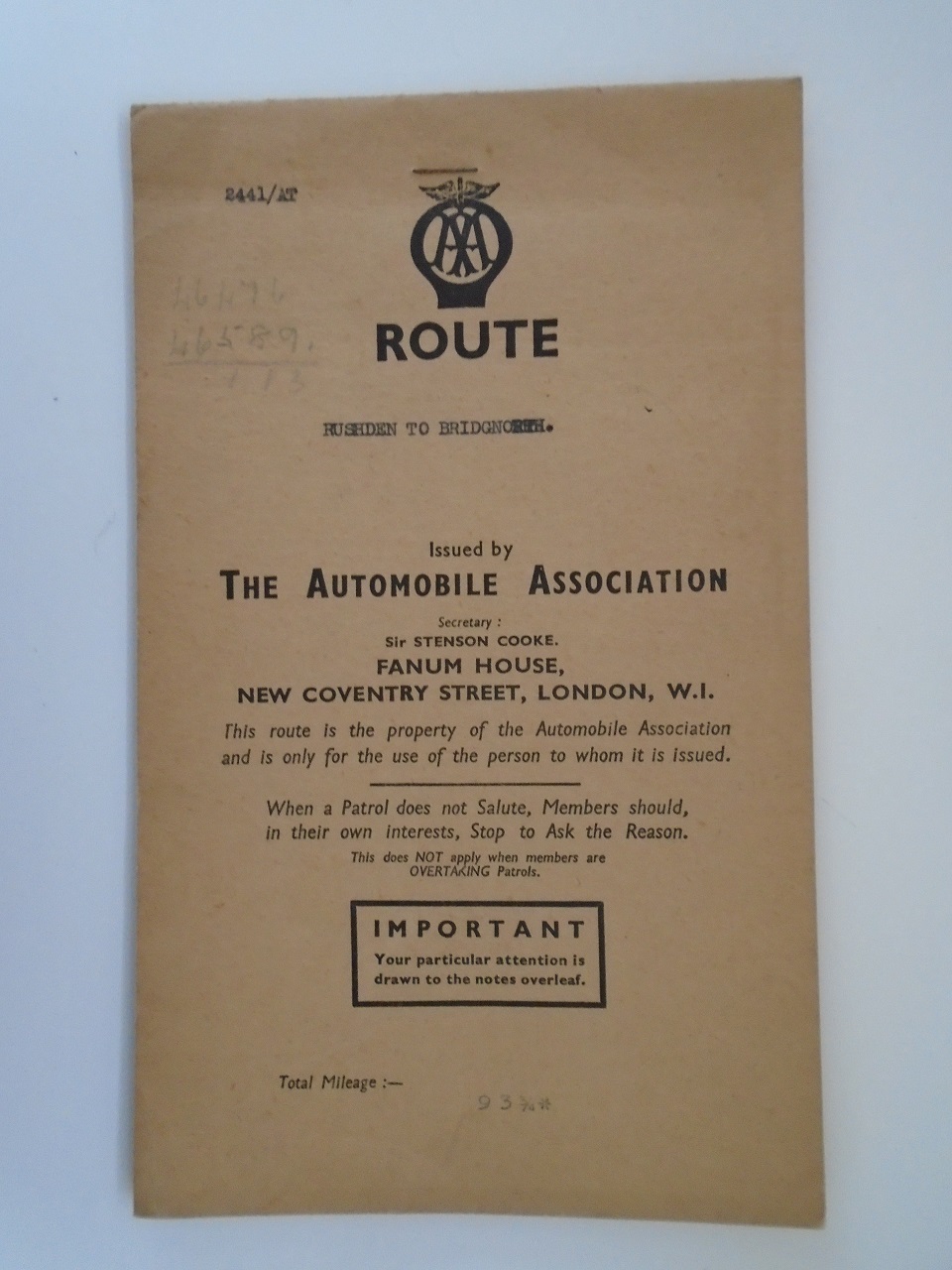 Rushden museum-AA route map