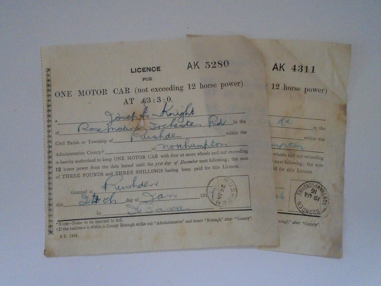 Rushden museum-driving licences