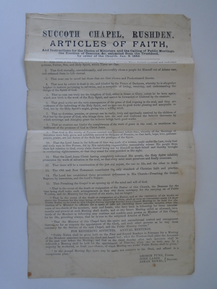 Rushden museum-Articles of Faith