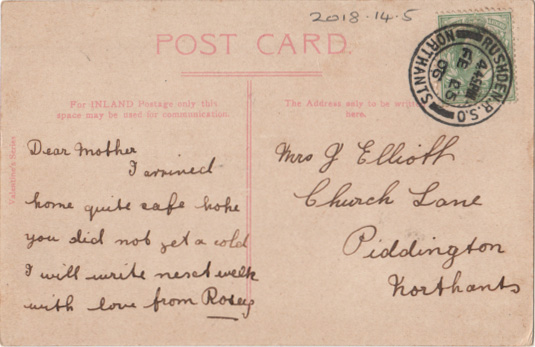 Rushden museum-postcard reverse