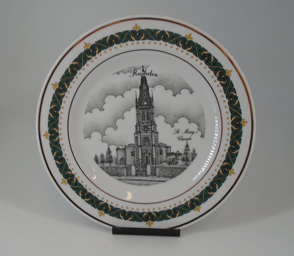 Rushden museum-plate with sketch of St. Marys Church