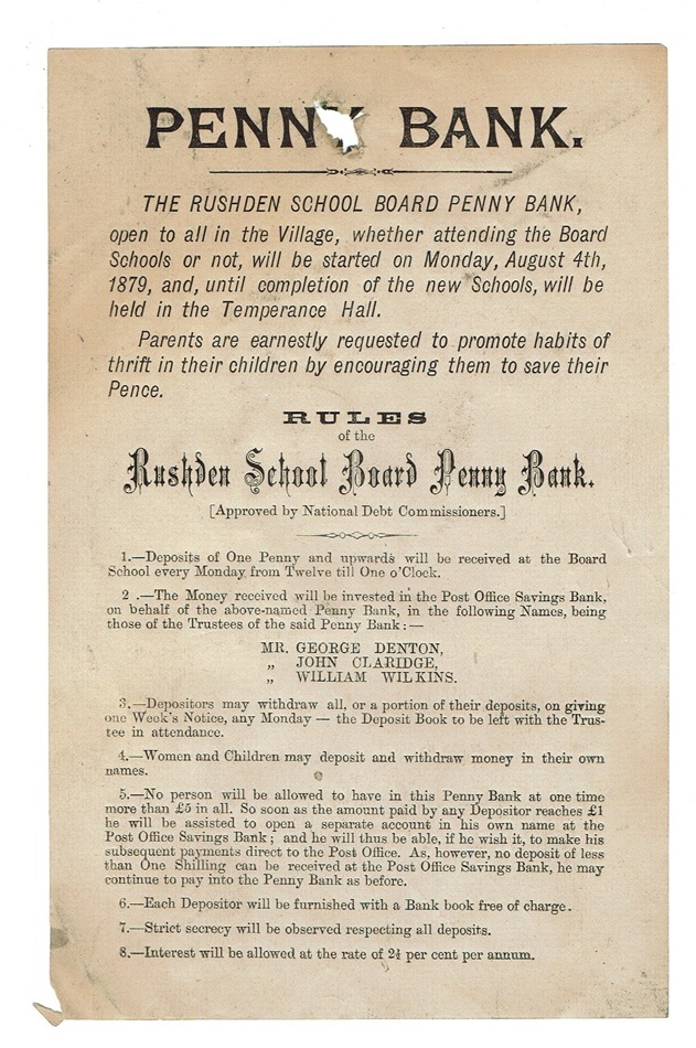 Rushden museum-penny bank rules